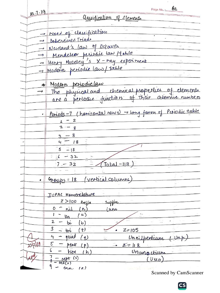 Classification of Elements Class XI | PDF