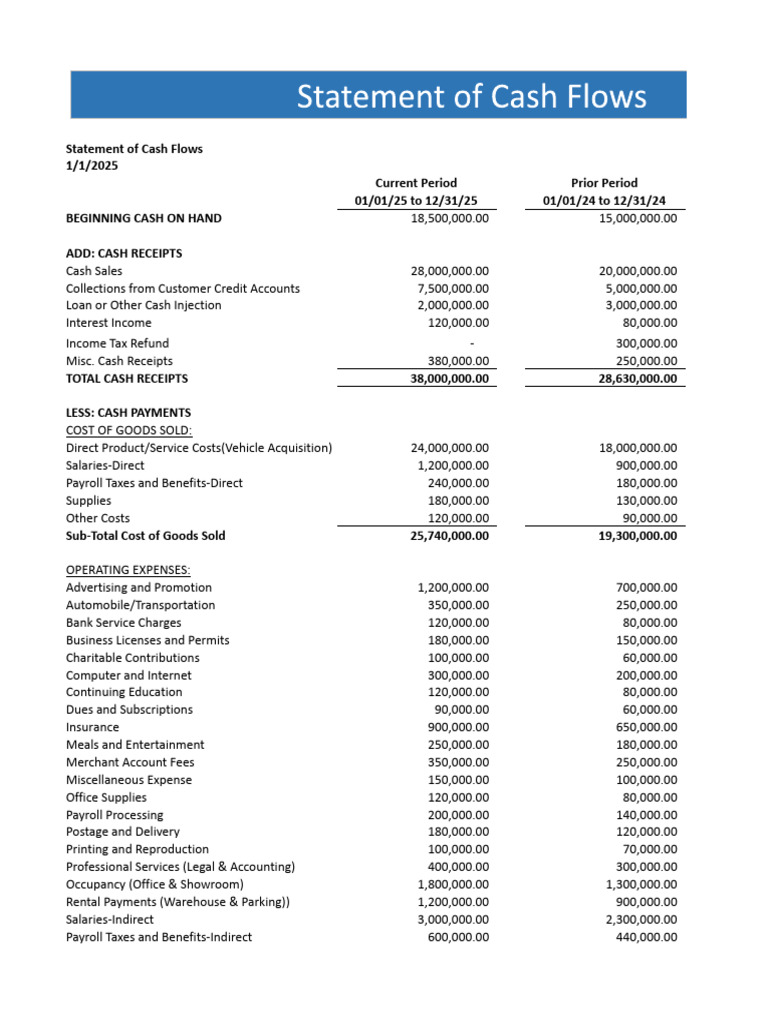 2025 Cash Flow Statement Analysis | PDF | Expense | Receipt
