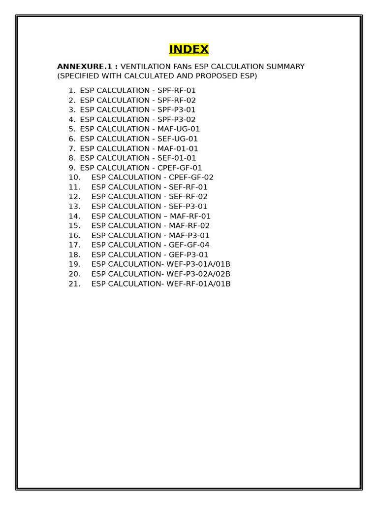 ESP Calculation Summary for Ventilation Fans | PDF