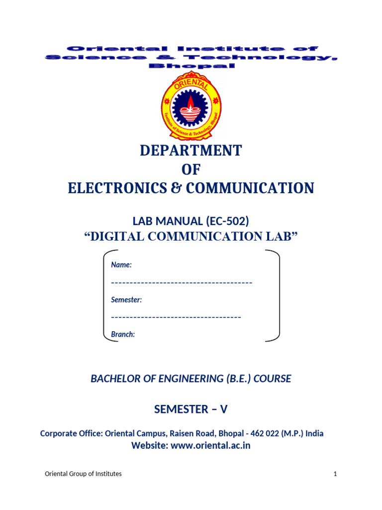 Digital Communication Lab Manual EC-502 | PDF | Sampling (Signal ...