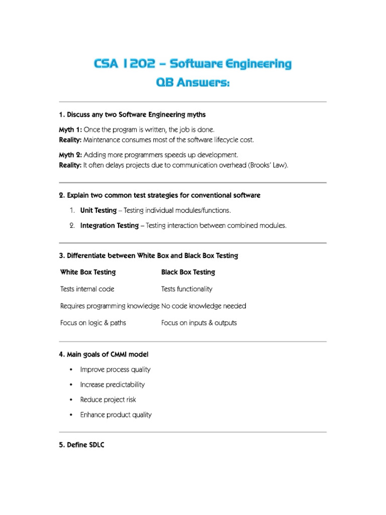Se QB Answers | PDF