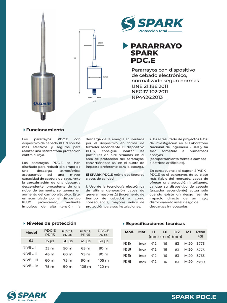 Pararrayos PDC.E: Protección Efectiva contra Rayos | PDF | Relámpago ...