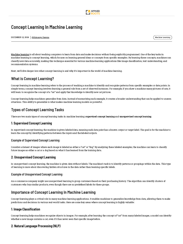 Concept Learning in Machine Learning | PDF | Machine Learning | Learning