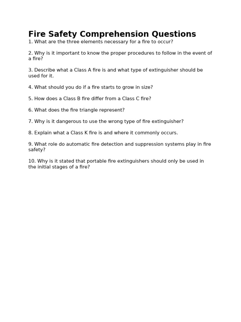 Essential Fire Safety Questions Guide | PDF