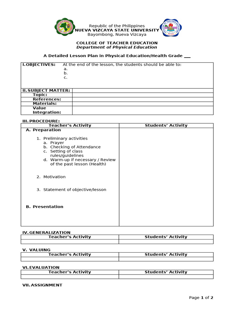A Detailed Lesson Plan Format Aptos | PDF