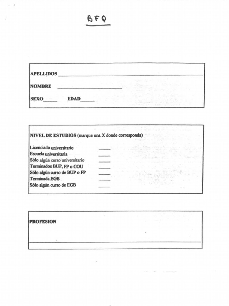 BFQ (Big Five Questionnaire) | PDF