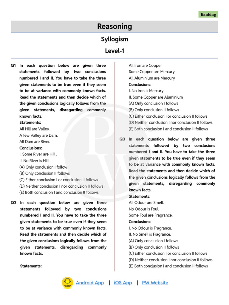 Syllogism Logic Questions and Answers | PDF