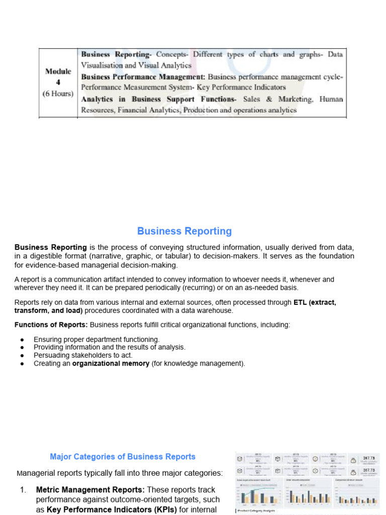 Business Reporting and Analytics Overview | PDF | Analytics ...