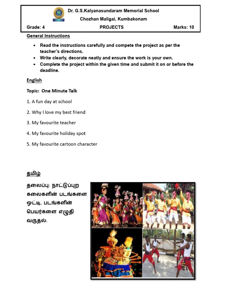 Grade 4 Project Guidelines and Topics | PDF
