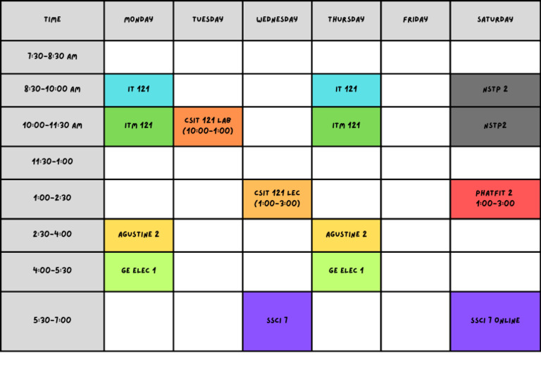Bsit 1-b Y1s2 Schedule | PDF