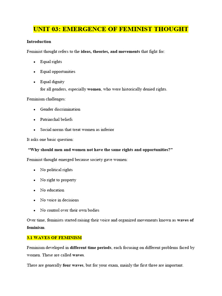 Overview of Feminist Thought Waves | PDF | Feminism | Gender Studies
