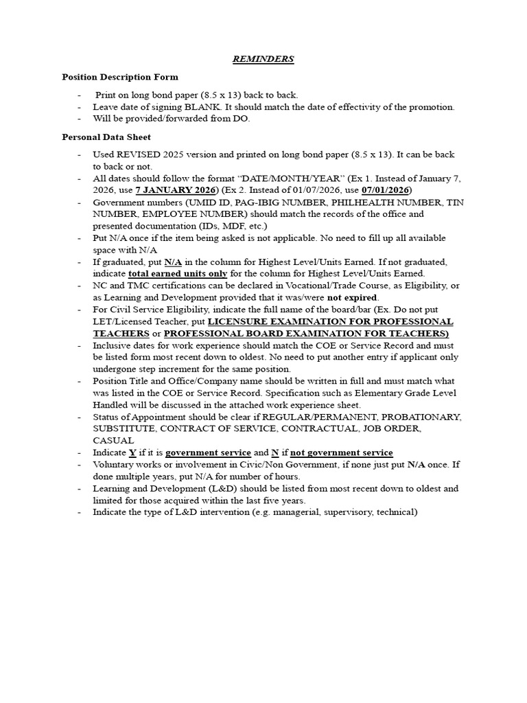 Guidelines for Position Description Form | PDF