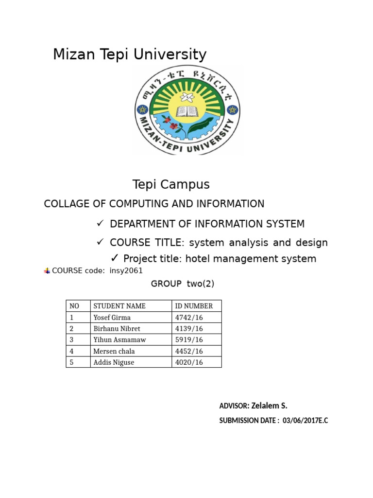 Ehtamachoch Hotel System of Hotel Management System of Group 2 | PDF ...