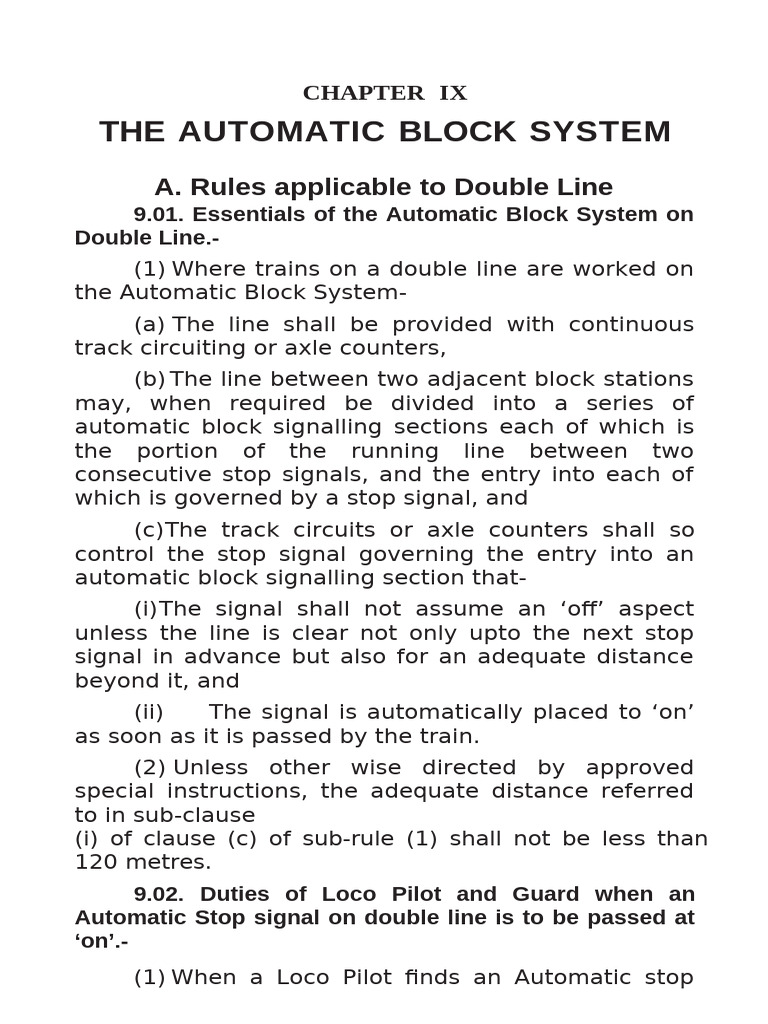 Automatic Block System Rules Explained | PDF