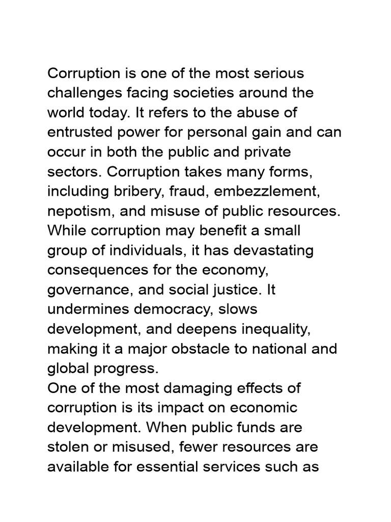 The Impact of Corruption on Society | PDF | Corruption | Bribery