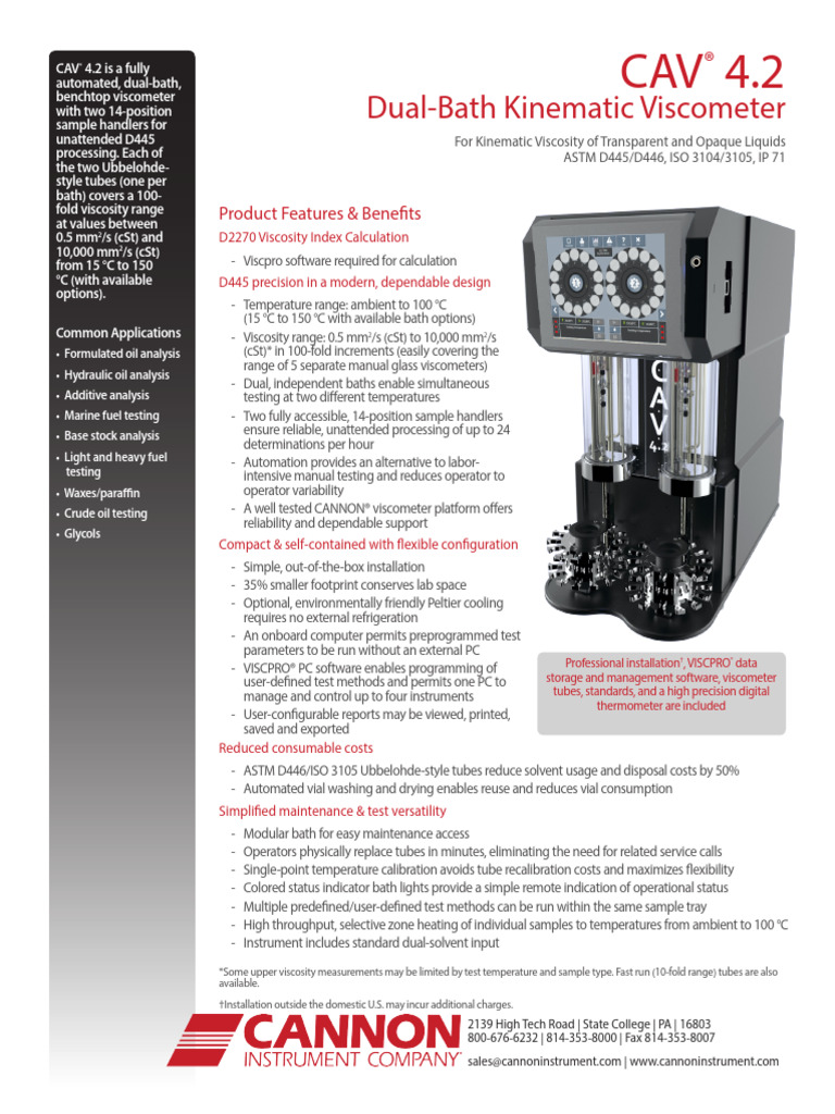 CANNON® CAV® 4·2 Flyer | PDF | Viscosity | Applied And ...