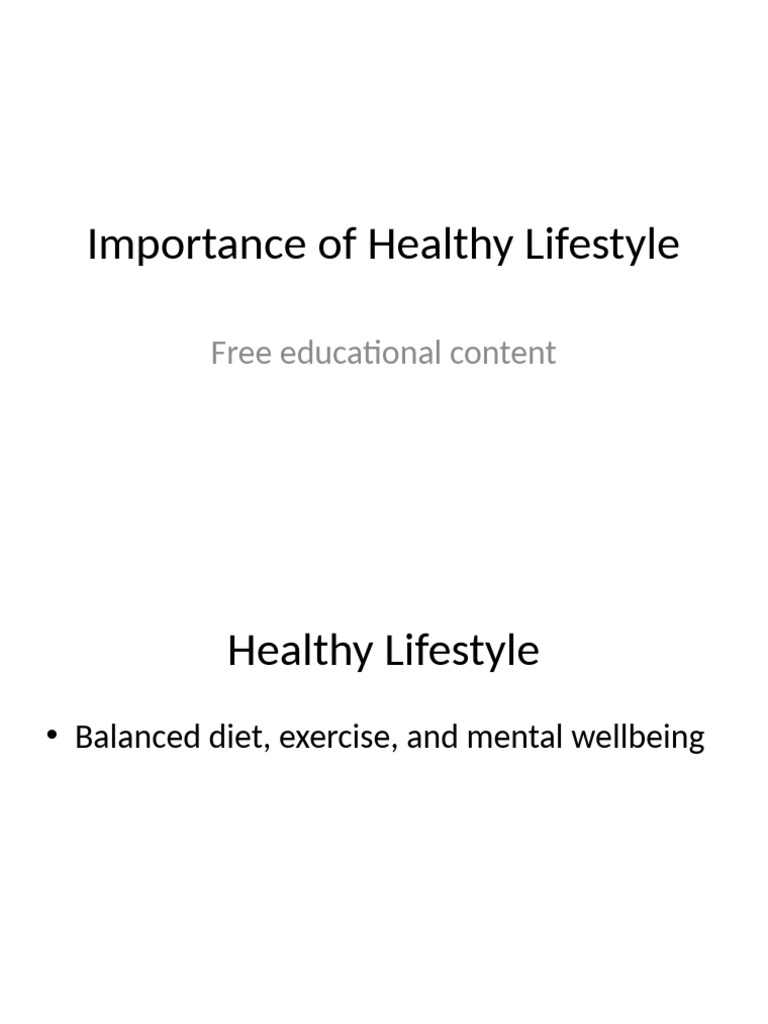 Importance of Healthy Lifestyle | PDF