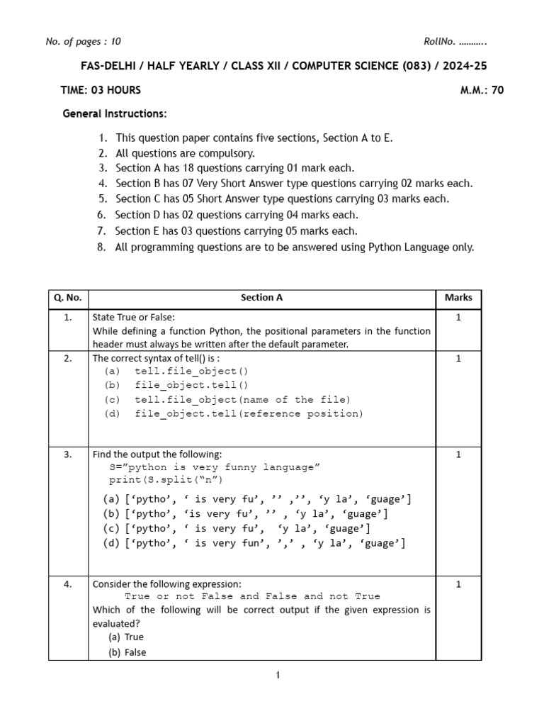 Xii Hye Cs Sample QP | PDF | Parameter (Computer Programming) | Python ...