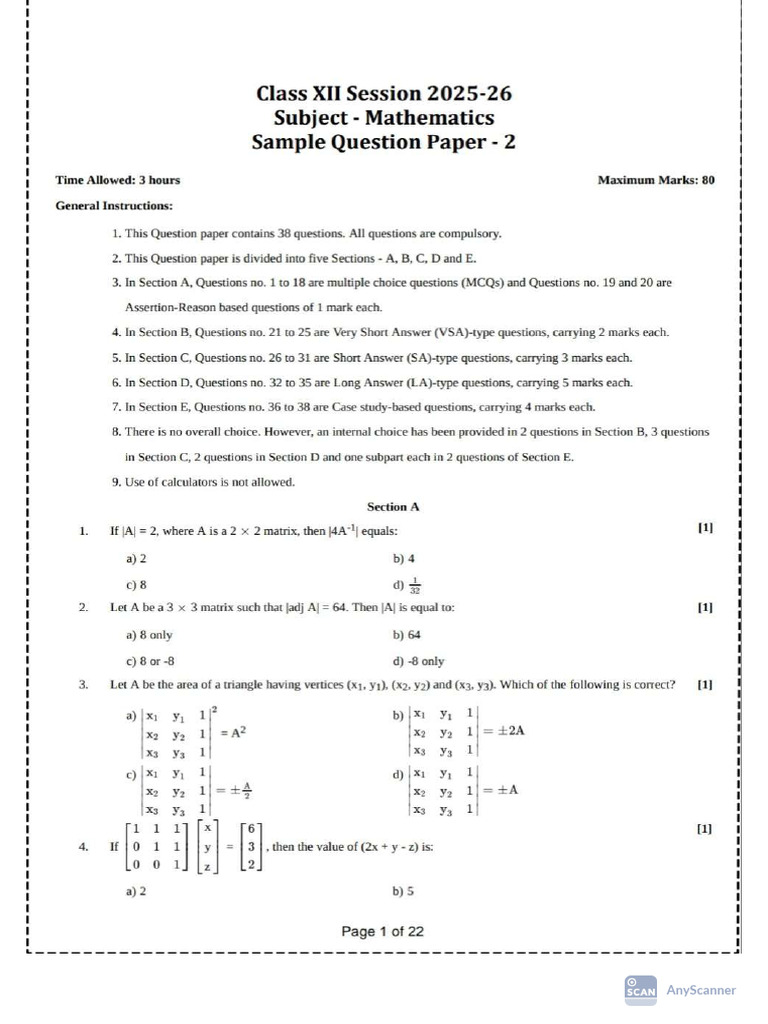 1 Sample Paper Xii | PDF
