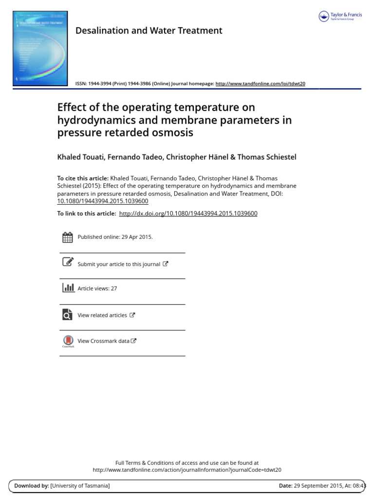 Effect of The Operating Temperature On Hydrodynamics and Membrane ...