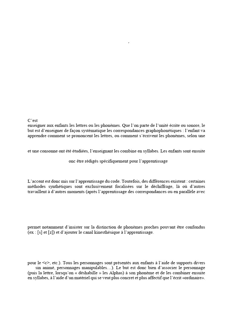 Méthodes d'apprentissage de la lecture | PDF | Apprentissage | Syllabe