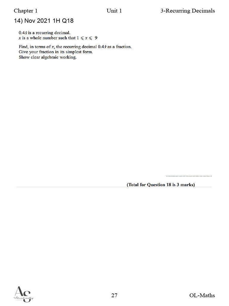 3 Recurring Decimals | PDF