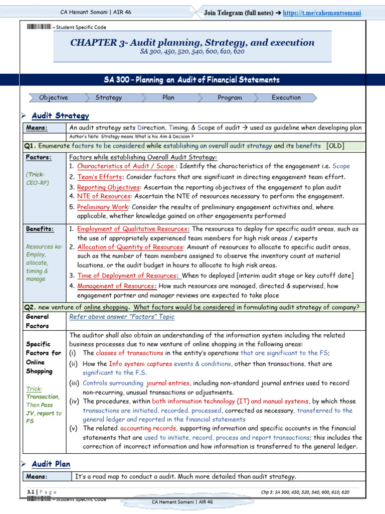 CHAPTER 3-Audit Planning, Strategy, and Execution | PDF | Audit ...