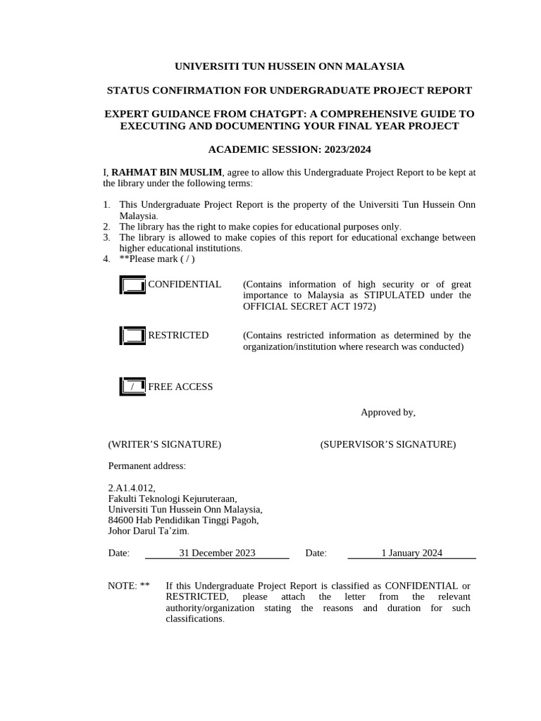 Final Year Project Report Guide | PDF | Methodology | Goal
