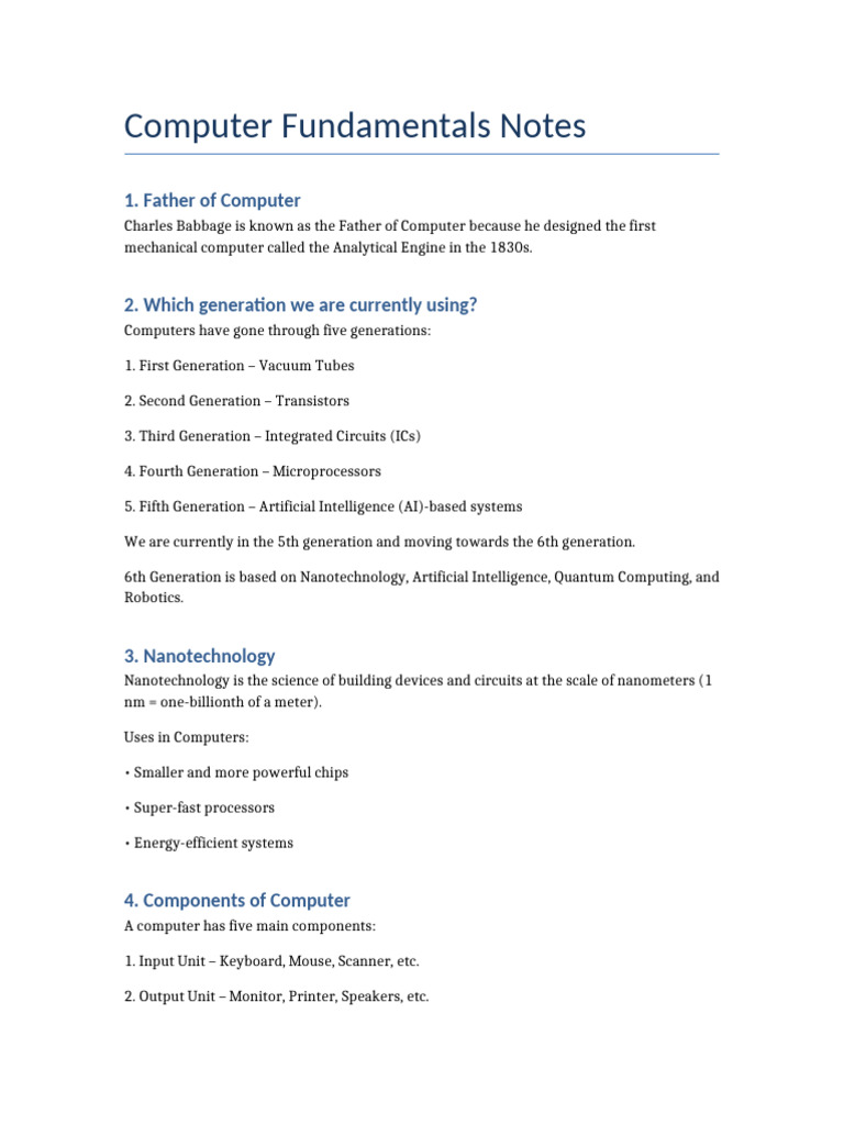 Computer Fundamentals Overview | PDF