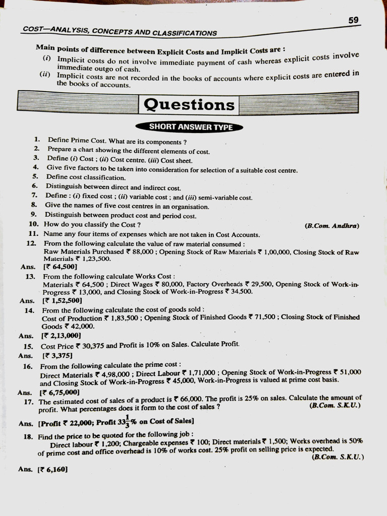 Cost Analysis Questions | PDF