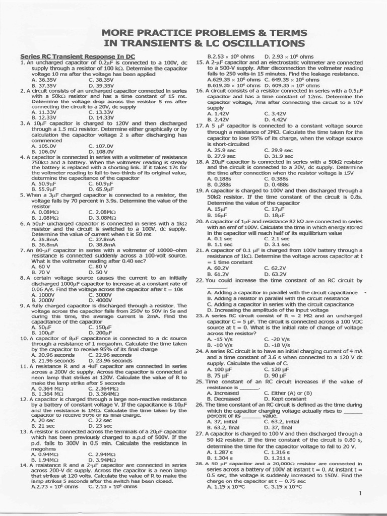 Transients Practice Problems With Answers | PDF