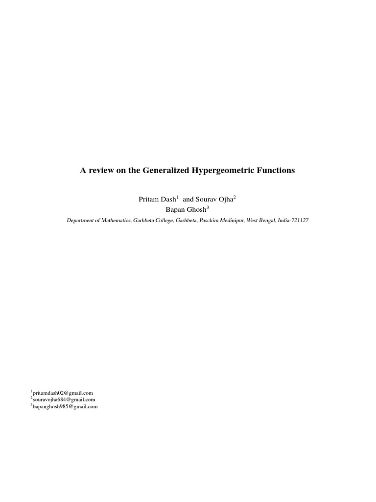 Generalized Hypergeometric Functions Review | PDF | Mathematics ...