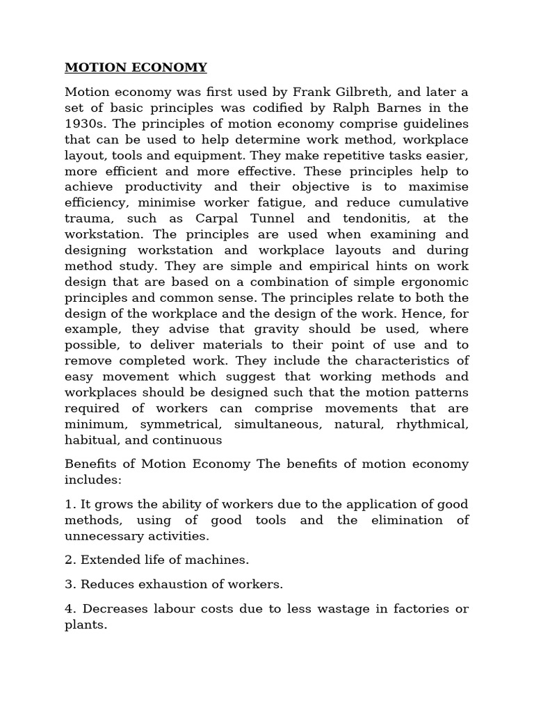 Principles of Motion Economy Explained | PDF | Chair