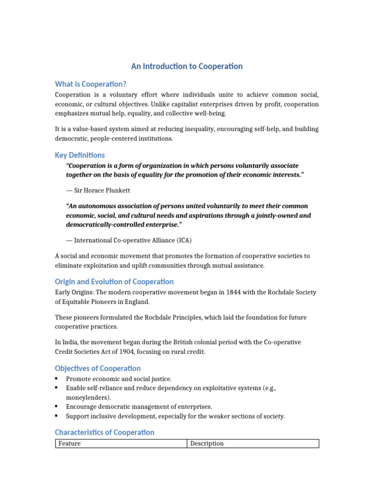 Understanding Cooperation Principles | PDF | Cooperative | Economies