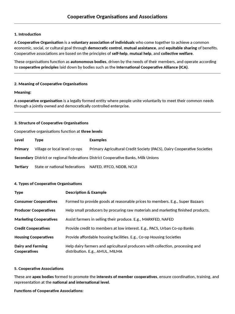 Cooperative Organisations and Associations | PDF | Cooperative ...