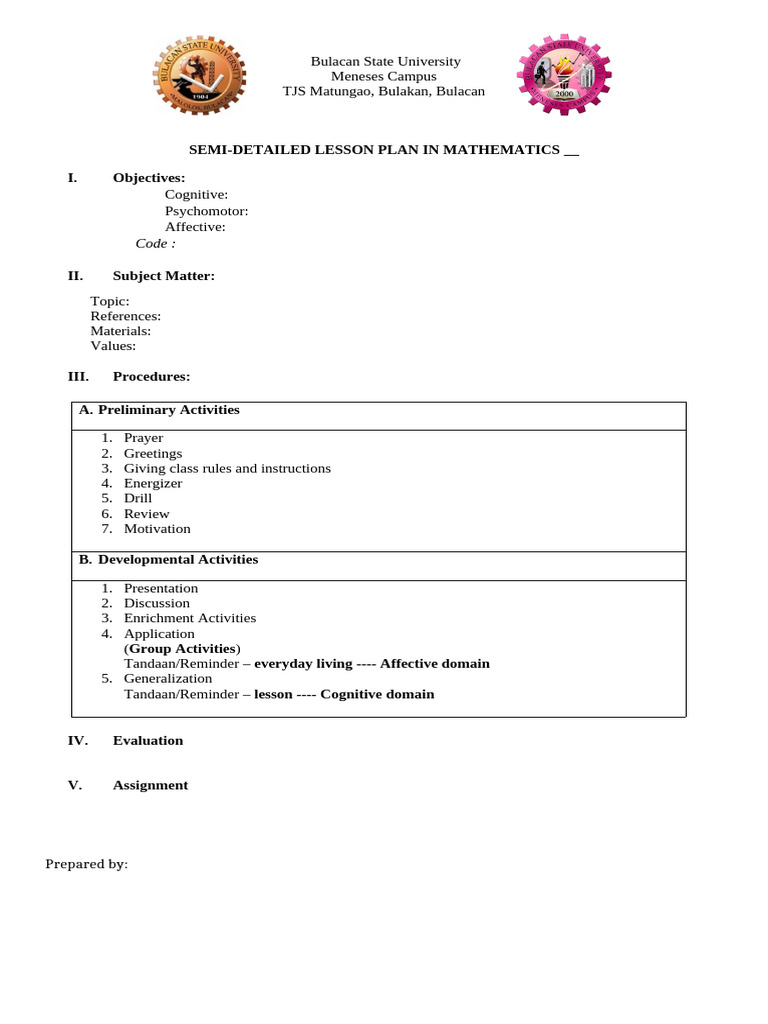 Semi DLP in Math Template | PDF