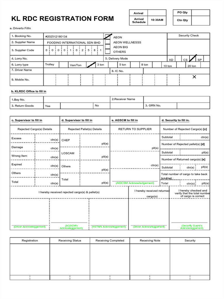 KL RDC Cargo Registration Form | PDF | Chess Theory | Chess