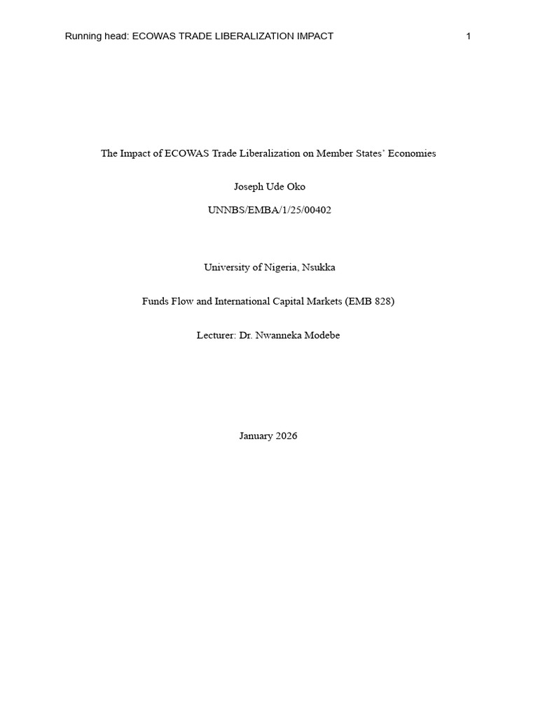The Impact of ECOWAS Trade Liberalization On Member States' Economies ...