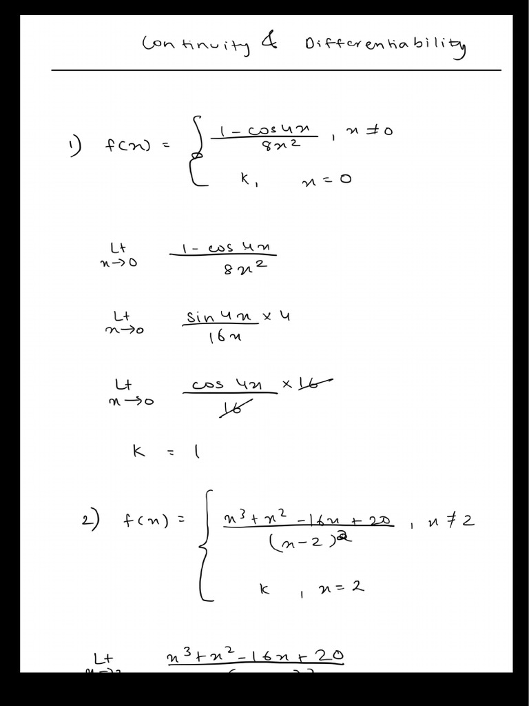Continuity & Differentiability | PDF