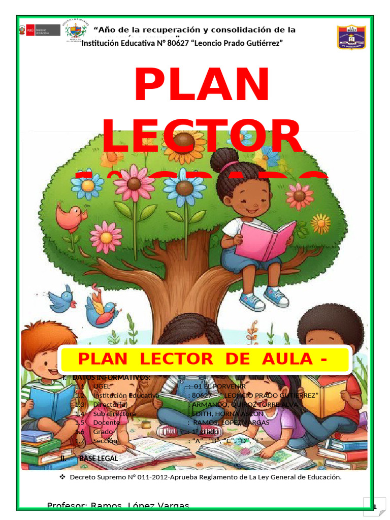 Plan Lector para Primer Grado 2025 | PDF | Salón de clases | Maestros
