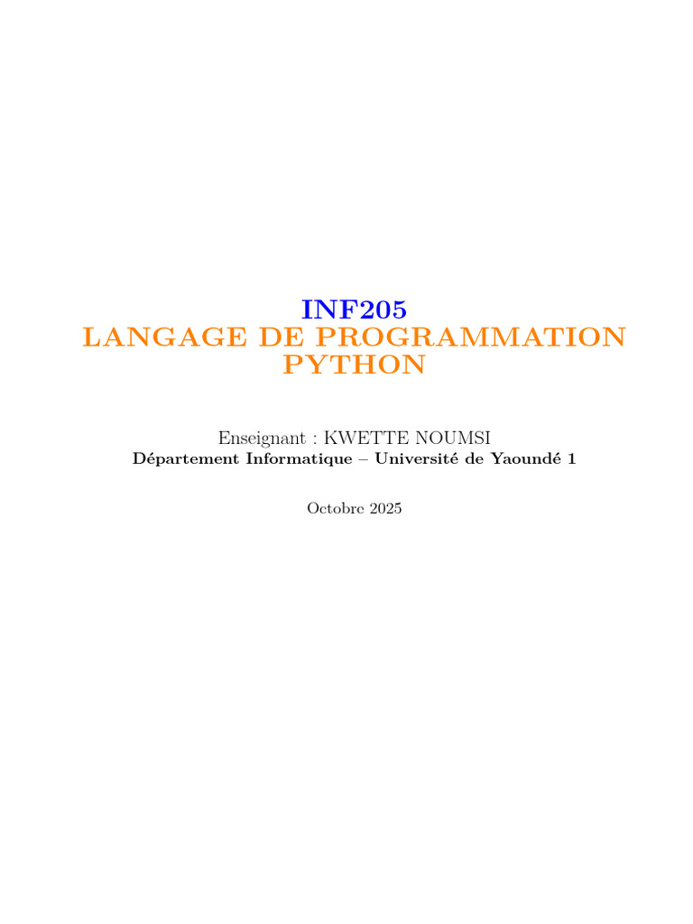 Cours complet de programmation Python | PDF | Python (Langage de ...