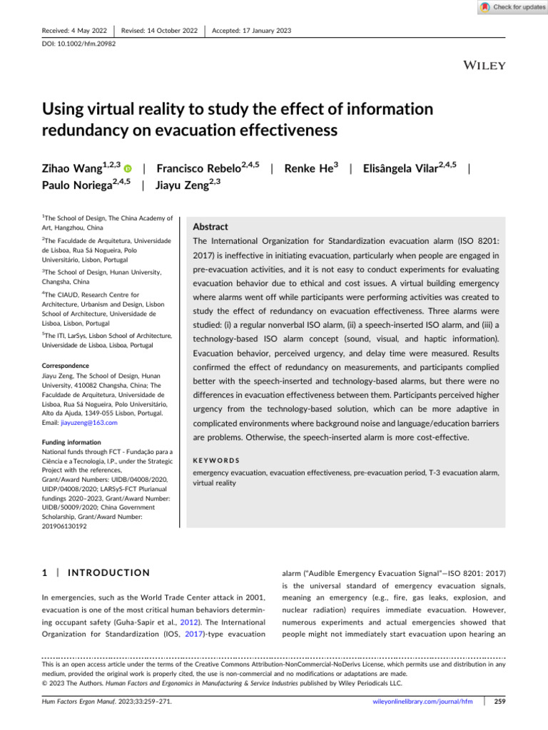 VR Study on Evacuation Alarm Redundancy | PDF | Virtual Reality ...