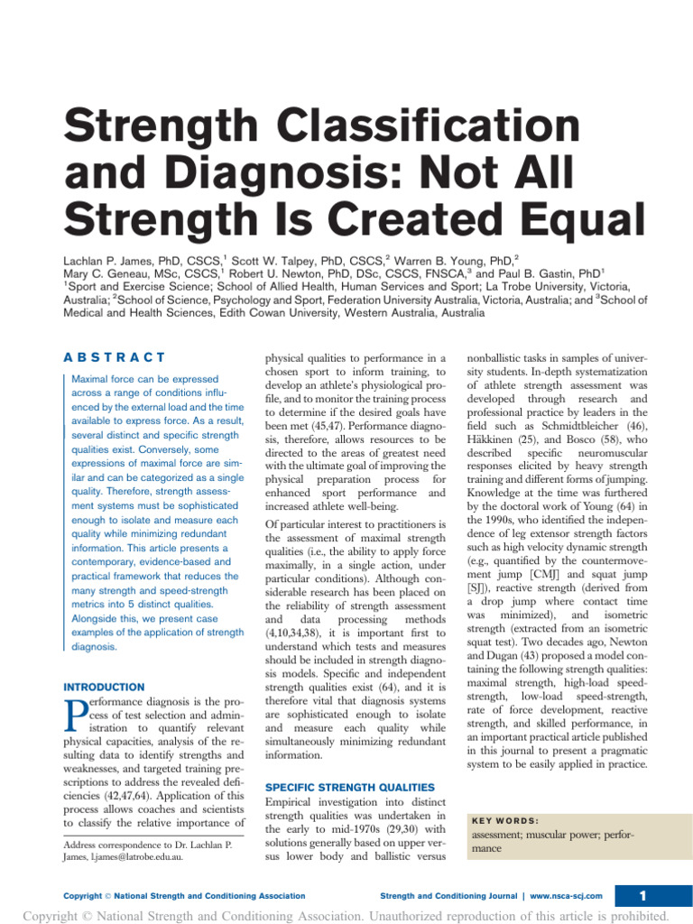 Strength Classification Framework for Athletes | PDF | Force | Strength ...