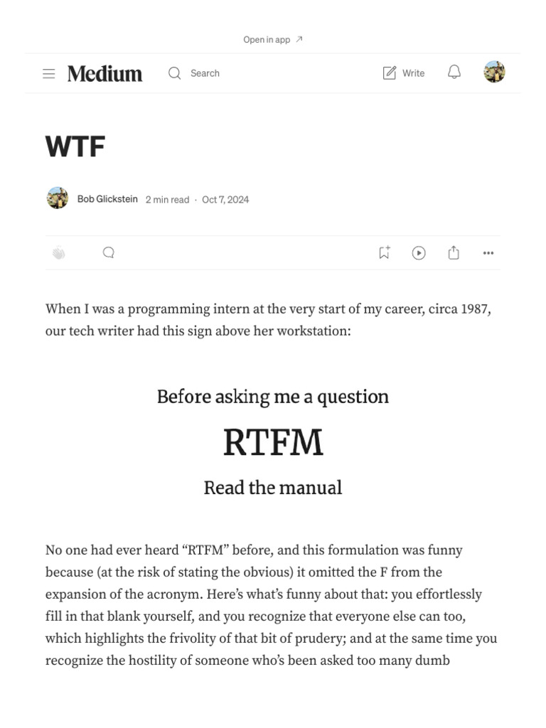 WTF. When I Was a Programming Intern at the… _ by Bob Glickstein ...