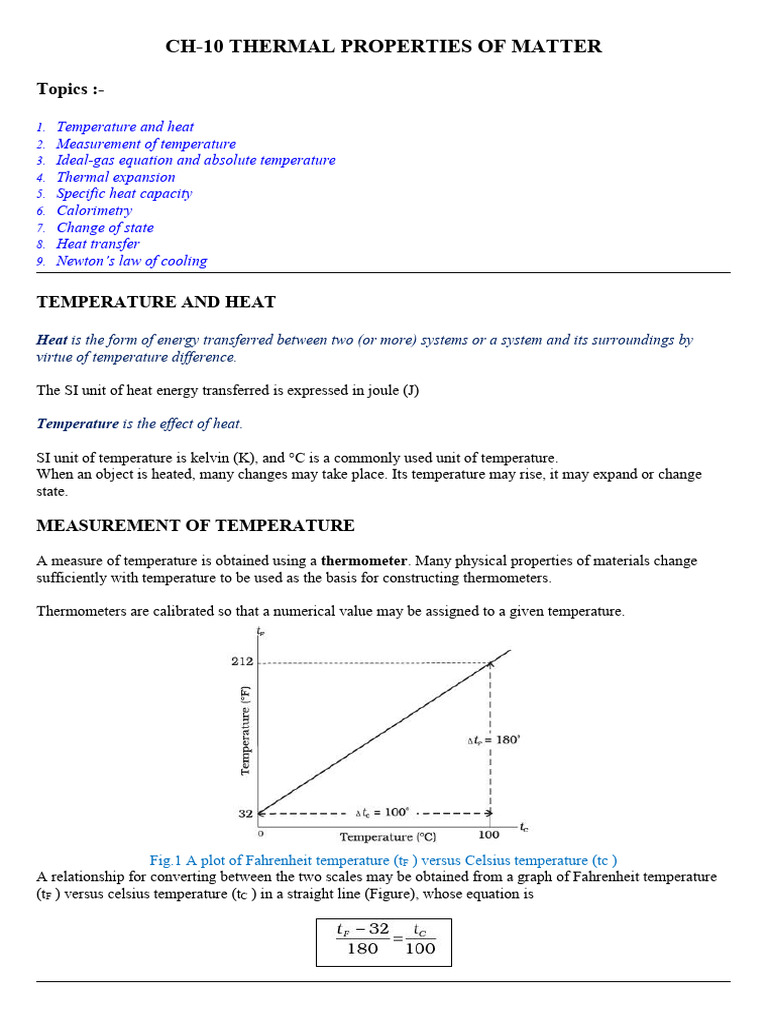Thermal Properties of Matter Explained | PDF | Temperature | Heat