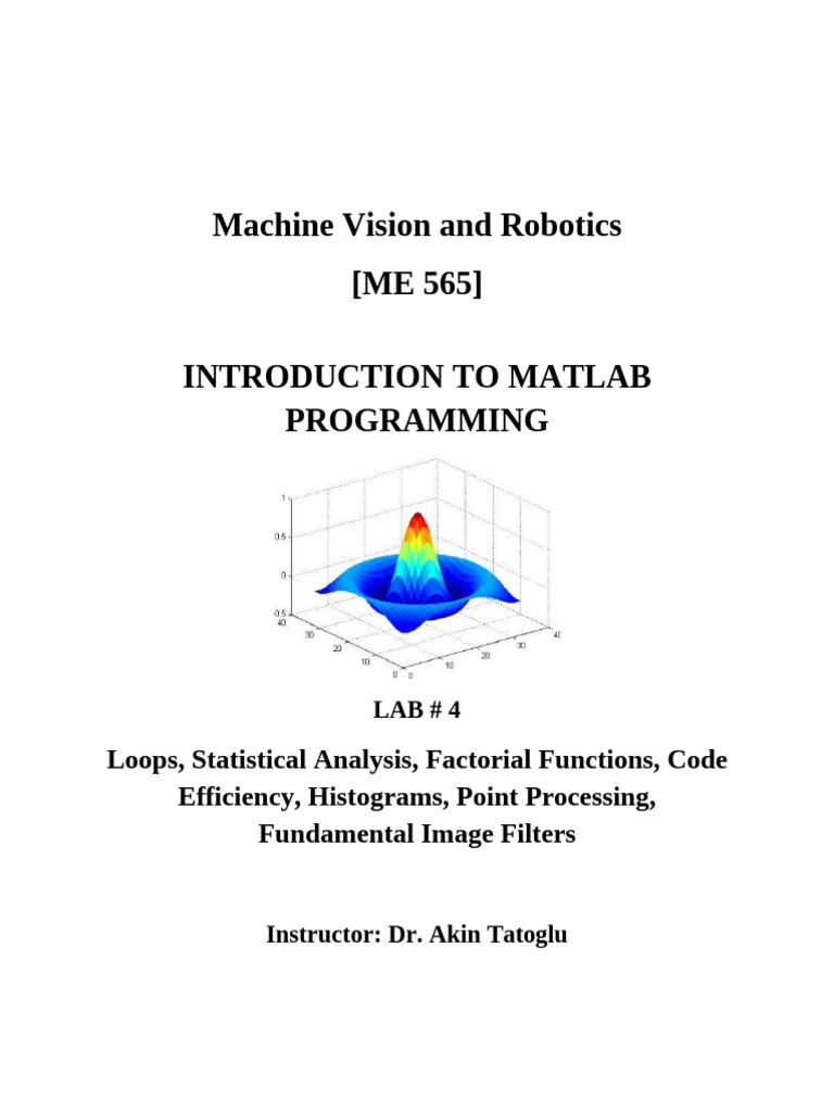 MATLAB Lab: Loops & Image Processing | PDF | Standard Deviation | Rgb ...
