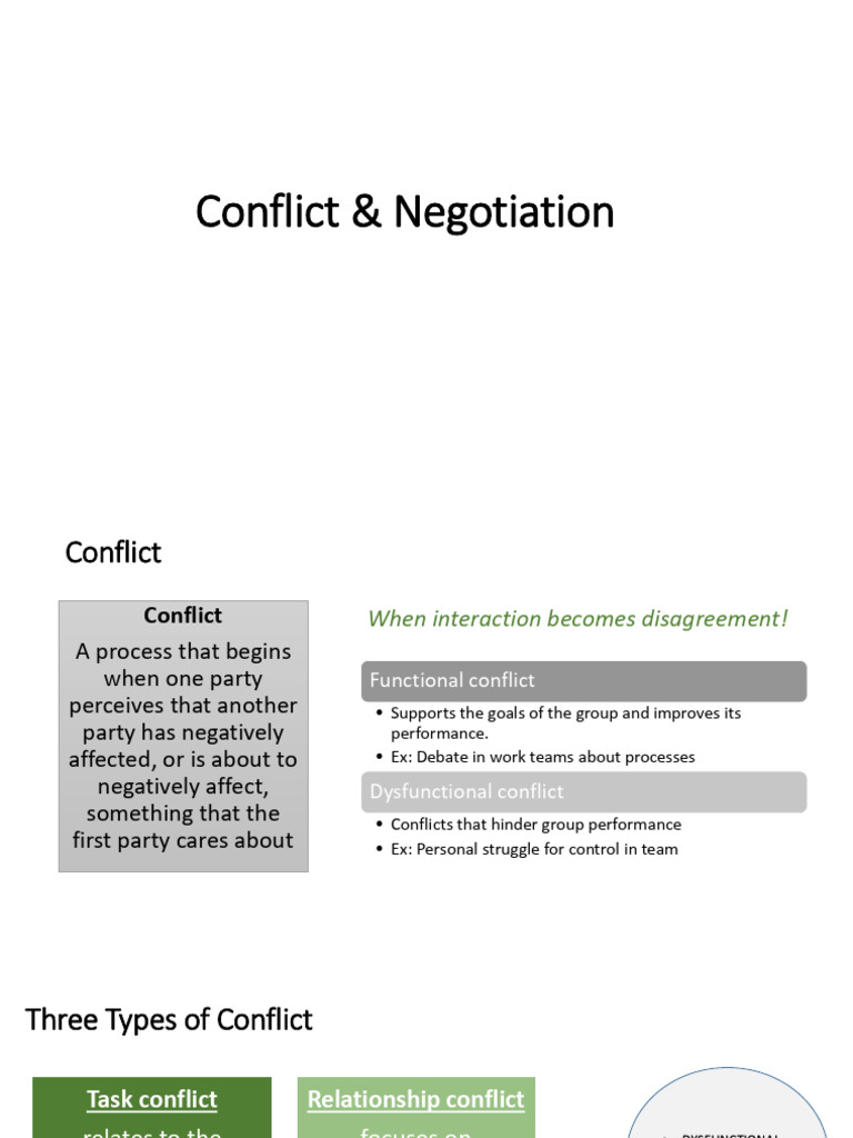 Conflict&Negotiation | PDF | Negotiation | Conflict Resolution