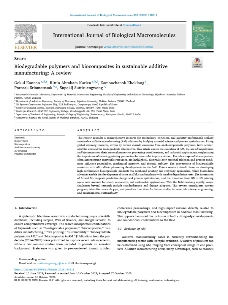 Biodegradable Polymers in Additive Manufacturing | PDF | 3 D Printing ...