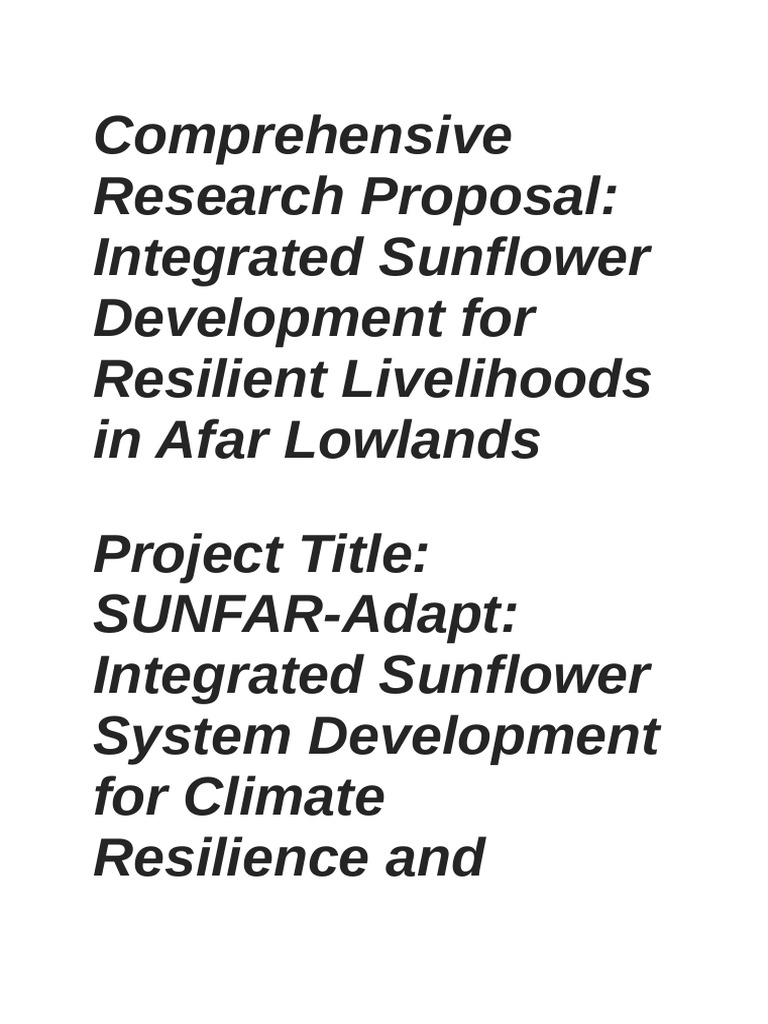 Integrated Sunflower Development in Afar | PDF | Climate Resilience ...