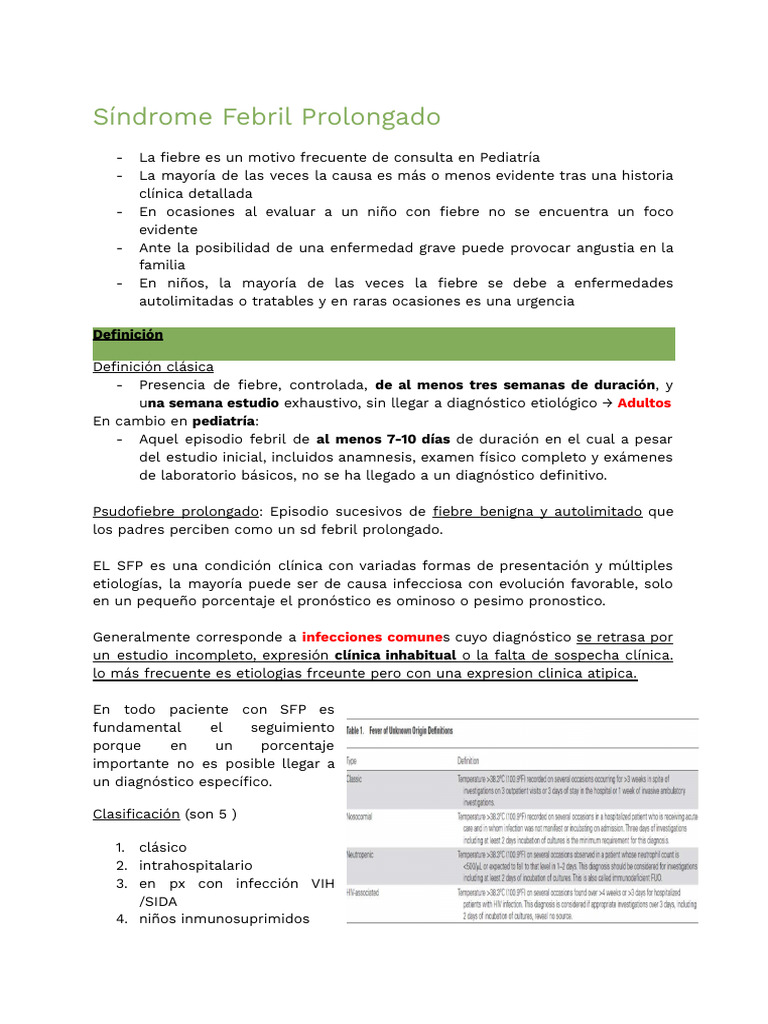 SD Febril Prolongado | PDF | Diagnostico medico | Fiebre